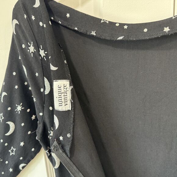 Unique Vintage Devon Swing Dress Black Celestial Moon Stars Halloween Retro S/M - Picture 13 of 14